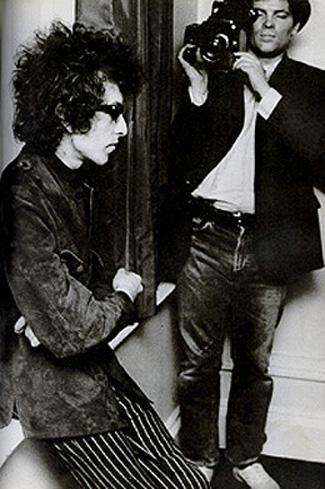 [Dylan and D.A. Pennebaker in London filming Don't Look Back]