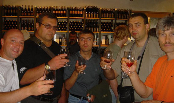 [Systema teachers and friends with Major Komarov and cognac - I think this was 2009.]